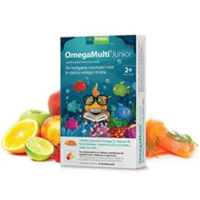 OmegaMulti Junior (hộp 30 viên) viên nhai,hỗ trợ tốt cho mắt và não đồng thời bổ sung một số vitamin,khoáng chất cho trẻ