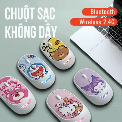 Cute Rechargeable Wireless Mouse for Laptops, Tablets, Phones, Noise-Free, Bluetooth and 2.4g USB