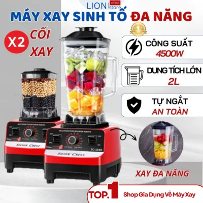 Máy Xay Sinh Tố Đa Năng KAW SILVER CREST SC-1589 Máy Xay Công Nghiệp 2 Cối Xay Công Suất 4500W