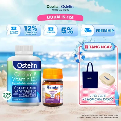 Ostelin Viên Uống Hỗ Trợ Bổ Sung Calcium & Vitamin D3 275 viên + Thực Phẩm Bảo Vệ Sức Khỏe Pharmaton Essential 30 Viên
