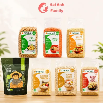 Tổng hợp các loại hạt, bột ,đầu hữu cơ cho bé ăn dặm gói 50-100g