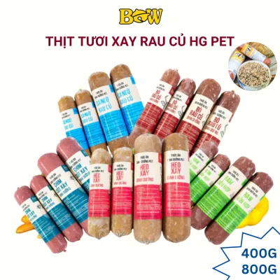 Thịt Tươi Xay Rau Củ Cho Chó Mèo Trưởng Thành HG PET FOOD Đủ Vị Gà, Bò, Heo 400g-800g
