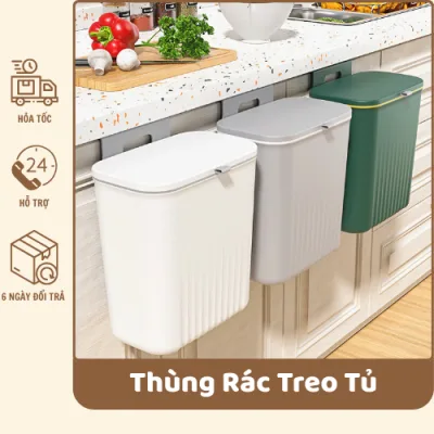 Thùng Rác Treo Tủ Có Nắp Lật Thông Minh Đa Năng, Treo Tủ Bếp Nhà Vệ Sinh 12L - MN007