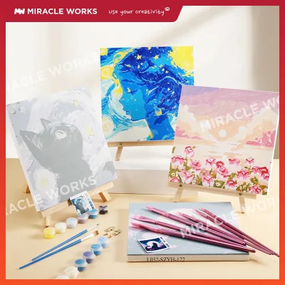 MW 20x20CM Tranh Tô Màu Theo Số Hóa có Khung kèm combo dụng cụ Tranh Sơn Dầu Tổng Hợp Nhiều Mẫu,Trang trí tường