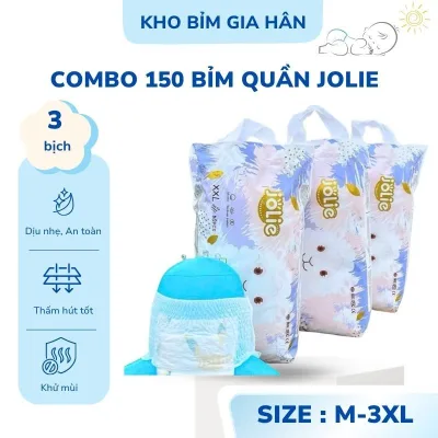 Combo 150 Miếng Bỉm Quần Jolie Cho Bé Yêu – Đủ Size M Đến 4XL, Siêu Thấm Hút, Mềm Mại, Chống Tràn Hiệu Quả