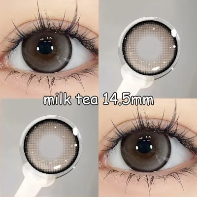 1 Cặp Ống kính áp tròng màu nâu trà sữa 14,5mm KSSEYE Cận thị (0 ~ -8,00 độ) 1 ngày Sử dụng hàng ngày