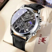 Đồng hồ nam OLEVS 2876 chính hãng dây da bò chống thấm nước sâu hiệu ứng phát sáng