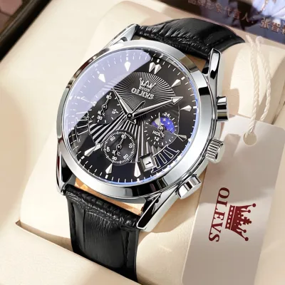 Đồng hồ nam OLEVS 2876 chính hãng dây da bò chống thấm nước sâu hiệu ứng phát sáng