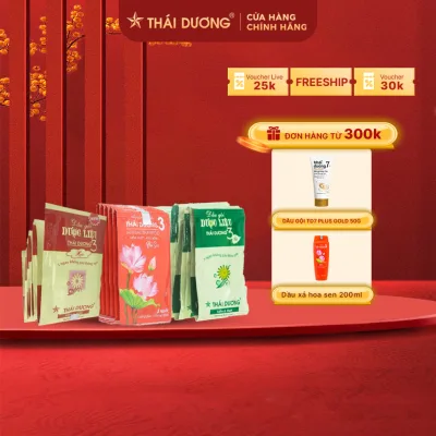 Dầu Gội Thái Dương Dây 10 Gói Hương Hoa Lá, Hoa Sen, Hoa Đào- Sao Thái Dương