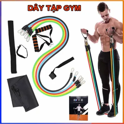 Bộ 5 dây ngũ sắc tập gym Full body, dụng cụ tập gym đa năng kéo đàn hồi tập thể hình cao cấp tập Gym , Fitness , Yoga