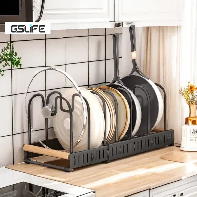 Gslife Kệ Nhà Bếp 2 Trong 1,Giá Úp Nồi + Đỡ Nắp Vung, Giá Úp Xoong Chảo Gọn Gàng Tiết Kiệm Không Gian Bếp