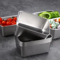 Sét 5 Hộp Inox Kèm Nắp Nhựa , Hộp Đựng Thức Ăn Inox 304 Chữ Nhật Có Nắp Đậy Kín Nhỏ Gọn ,Khay Inox Đựng Topping Trà Sữa Thức Ăn Lưu Trữ Đông Lạnh , Hộp Đựng Thực Phẩm Tủ Lạnh Inox 304 Có Nắp Đậy Đa Năng