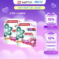 Combo 2 Nước Giặt Cửa Trên ARIEL Ngăn Lem Màu, Quần Áo Siêu Thơm Hương Downy Hương Nước Hoa Túi 3.65KG