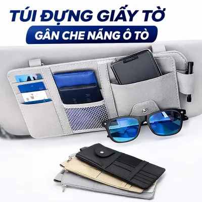 Car Sunshade Bag Made of Super Durable Pu Leather - Keeps Documents and Eyeglasses Neat and Convenient for Driving