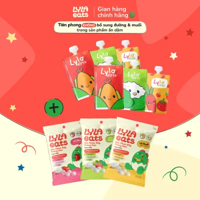 Set 9 gồm: Set 6 Túi Trữ Đồ Ăn Dặm và Combo 3 Túi Sữa Chua Sấy