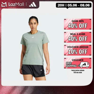 Adidas Workout Round Neck T-Shirt Minimal Branding Train Essentials Aeroready Women's Green Jc9531