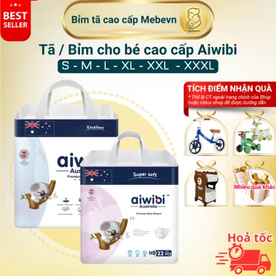 Tã/Bỉm aiwibi Australia, bỉm cho bé cao cấp, bỉm aiwibi siêu mỏng, mềm mại đủ size đến 72 miếng