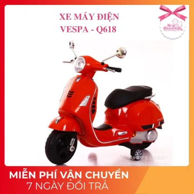 Xe Máy Điện VESPA Q618 Trẻ Em, Moto Điện Cho Bé Mẫu Mới 2022 Với 2 Động Cơ