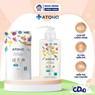 Nước rửa bình sữa, chén bát đậm đặc thuần chay ATONO2 Hàn Quốc, nước rửa rau củ quả cho bé