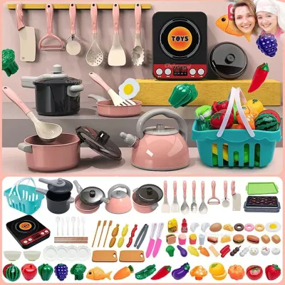 Bộ Đồ Chơi Nhà Bếp Cho Bé - 92/69/59 Món Đồ Chơi Nấu Ăn Kèm Phụ Kiện Đồ Ăn Giả Cho Bé Gái & Bé Trai, Gồm Nồi Chảo & Quà Tặng Vui Nhộn