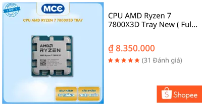 CPU AMD Ryzen 7 7800X3D Tray New ( Full VAT )