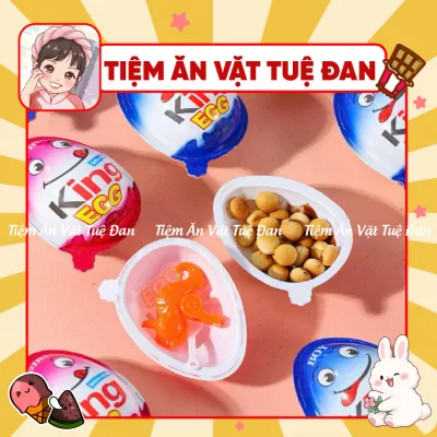 Trứng King Socola kèm đồ chơi, bánh quy viên chấm kem socola (quả 15g), đồ ăn vặt