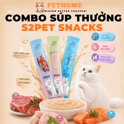 Súp Thưởng Cho Mèo S2PET 15g Thịt Tươi Nguyên Chất, Bổ Sung Vitamin, Không Chất Bảo Quản