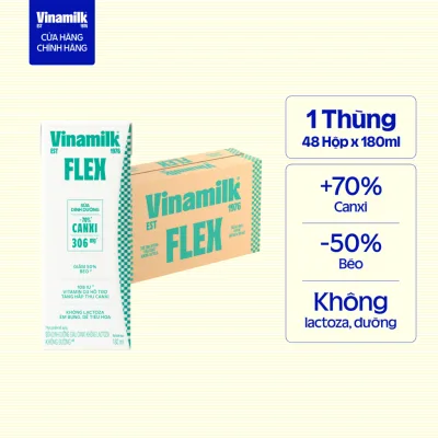 Thùng 48 Hộp Sữa Dinh Dưỡng Flex Giàu Canxi Không Lactoza 180ml[ Có thể nhận bao bì cũ/mới]