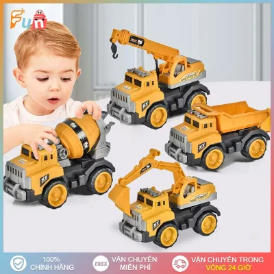 Ô Tô Máy Múc Đất, Xe Trộn Bê Tông Cỡ Lớn, Xe Ben Chở Cát, Cần Cẩu Công Trình,đồ Chơi Trẻ Em