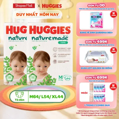 Combo 2 Tã/Bỉm dán Huggies NatureMade M64/L54/XXL44