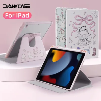 360° Ốp Lưng Xoay Cho iPad Air 6 M2 11 ” 13 "Air M4 2026 Pro M4 M5 Gen 9 8 7 10.2" 11 A16 Air4 5 10th 10.9 ” Gen 5 6th 9.7 Pro11 "12.9" Mini6 7 Máy Tính Bảng Hoạt Hình Acrylic Bìa có bút