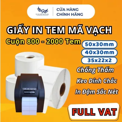 Giấy In Mã Vạch In Tem Trà Sữa Kích Thước 50x30mm, 40x30mm, 35x22mm, Giấy In Nhãn Phụ Decal Nhiệt