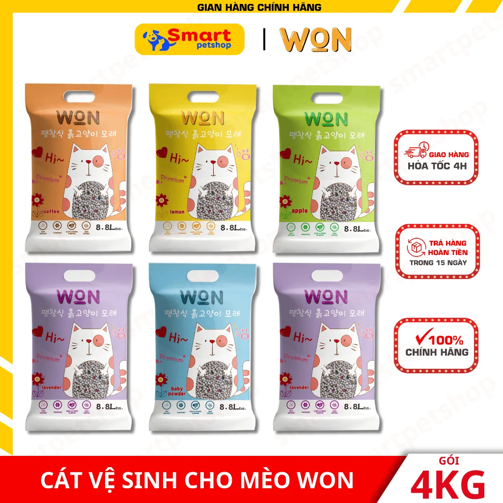 Cát Vệ Sinh Cho Mèo Nhiều Mùi Hương, Vón Nhanh Công Nghệ Hàn Quốc - WON 8.8L