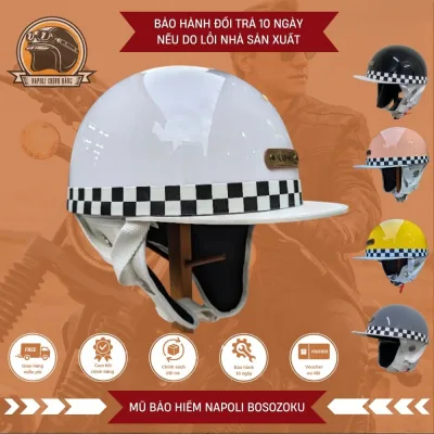 Mũ Bảo Hiểm Nửa Đầu Napoli Bosozoku Japan Style Vintage CHÍNH HÃNG - FREESHIP - Nón Bảo Hiểm Moto Vintage 1/2 Đầu