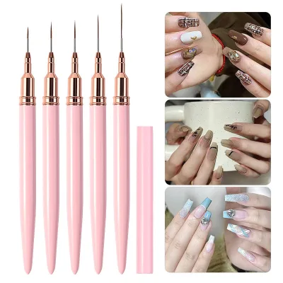 Ur SUGAR Sọc Chuyên Nghiệp Hồng Móng Tay Nghệ Thuật Bàn Chải 1 Chiếc Móng Tay Bàn Chải Đen UV Gel Tranh Bút Khắc Móng Tay Nghệ Thuật Lót Bàn Chải Cho Làm Móng Tay