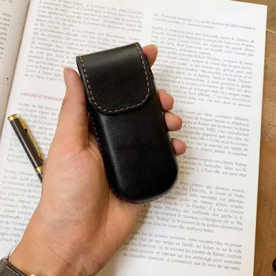 Bao da đeo hông màu Đen cho Nokia 6700 - Bao điện thoại da thật handmade - Shop đồ da MinoCrafts