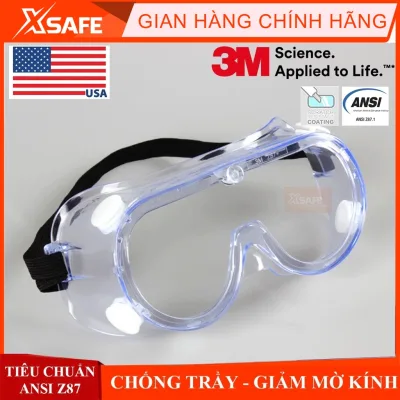 Kính bảo hộ chống hóa chất 3M 1621 Kính chống bụi, chống giọt bắn, dùng cho phun xịt, sản xuất, y tế