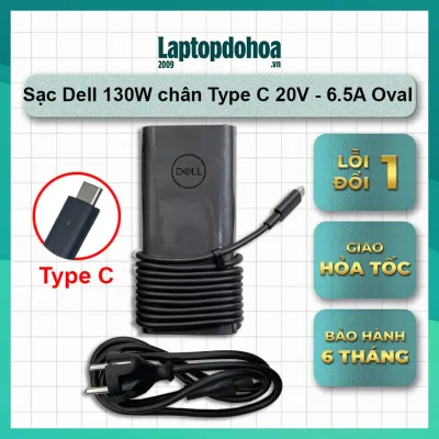 Sạc Adapter Laptop DELL 130w Oval Type c 20.0V - 6.5A (Kèm dây nguồn) - Sạc zin theo máy - Bảo hành 06 tháng 1 đổi 1