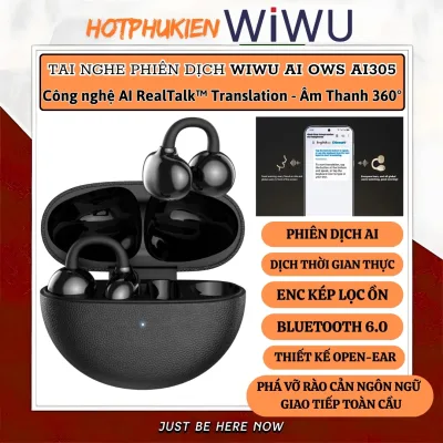 Realtalk Ai Translation Headset ™ Multi-Language Translation Enc Dual Noise Cancellation Wiwu Ows Ai305 - Bluetooth 6.0, Real-Time Translation, 360 Sound ° Directional Sound Transmission, Dynamic Bass 9 & Surround Sound 9, Driver 12mm Dual Magnetic Circ