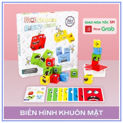 Xếp hình biểu cảm khuôn mặt theo thẻ - 64 Board game tương tác tăng phản xạ tư duy cho trẻ Hot trend