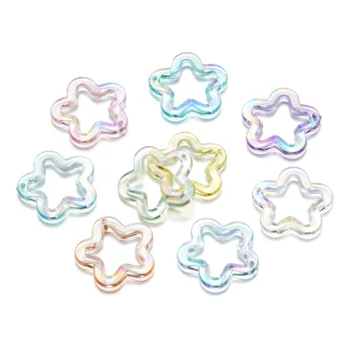 Set 10 Mặt Dây Chuyền Hình Ngôi Sao Năm Cánh Bằng Acrylic Trong Suốt 30mm Làm Trang Sức DIY