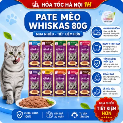 Pate whiskas cho mèo con mèo lớn gói 80g - Huna