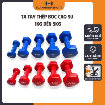 Tạ Tay thép bọc cao su 1kg đến 5kg tập gym cao cấp tập gym dành cho nam,nữ siêu bền, đẹp,êm tay
