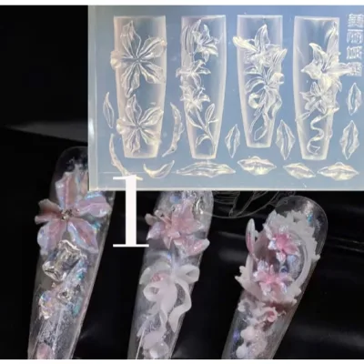 Khuôn làm móng nghệ thuật silicon hoa hồng, hoa tulip, phụ kiện trang trí móng DIY cho tiệm nail, dụng cụ làm móng chuyên nghiệp