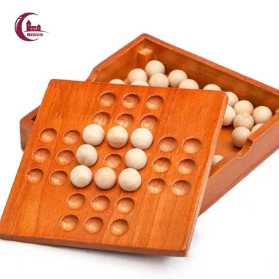 Cổ Điển Bằng Gỗ Solitaire Bảng Trò Chơi Nhảy Bi Peg Teaser Kim Cương Cờ Vua Đồ Chơi Giáo Dục IQ Xếp Hình Cho Người Lớn Trẻ Em