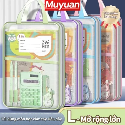 Muyuan -Túi đựng sách hình chữ L, túi cầm tay đựng tài liệu, cặp sách dung tích siêu lớn