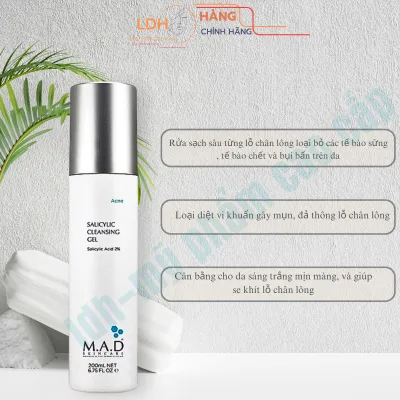 Gel sữa rửa mặt da dầu mụn M.A.D Salicylic (SALICYLIC CLEANSING GEL )200Ml