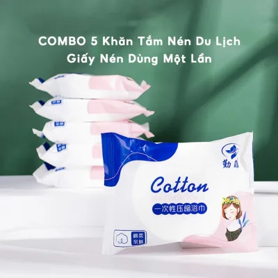 COMBO 5 Khăn Tắm Nén Du Lịch Giấy Nén Dùng Một Lần Khách Sạn Thấm Hút Nhanh Tiện Lợi