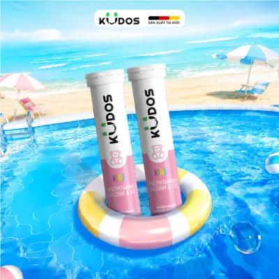 Combo of 2 Tubes of Kudos Kids Effervescent Tablets to Supplement Calcium and Multivitamins for Children (20 Tablets/Tube)