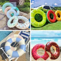 Phao Bơi Tròn Trẻ Em Người Lớn Bơm Hơi Chất Liệu Bằng Pvc Dầy Dặn Đủ Size Nhiều Hình